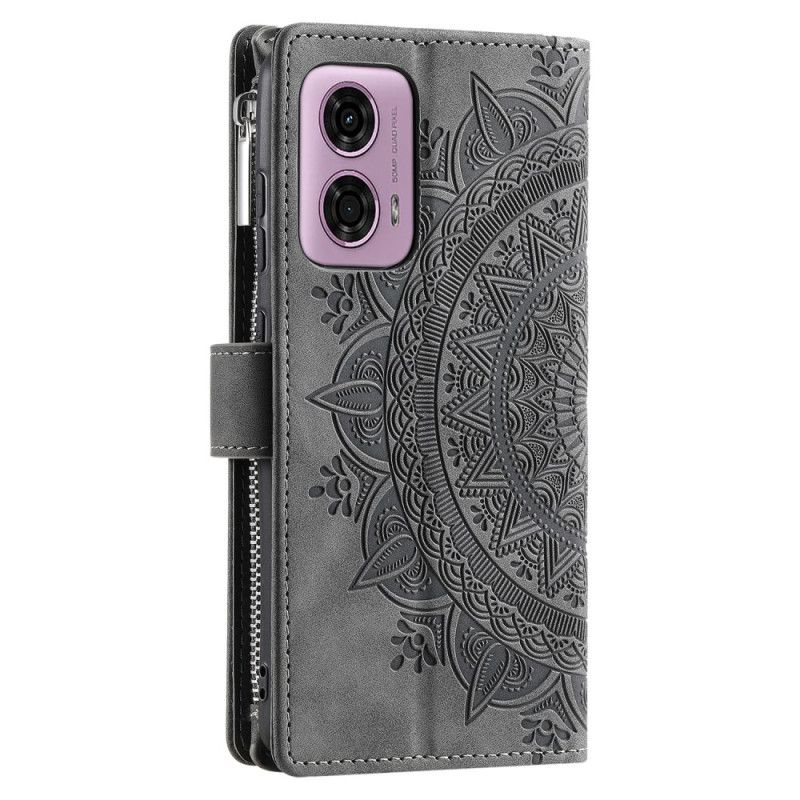 Folio Deksel Motorola Edge 50 Fusion Mandala Flower Suede Effect Lommebok