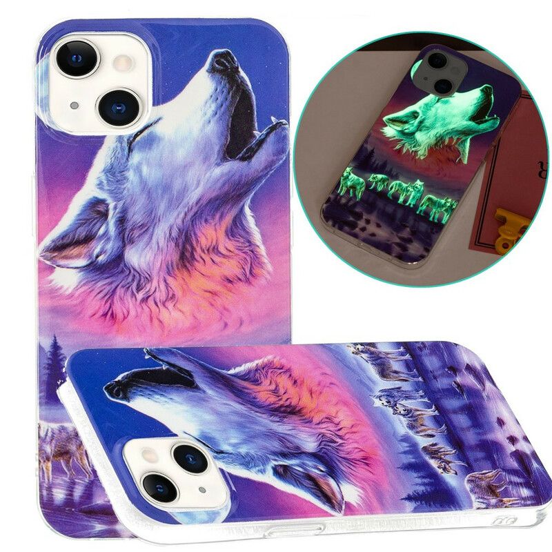 Deksel Til iPhone 13 Fluorescerende Wolf Series