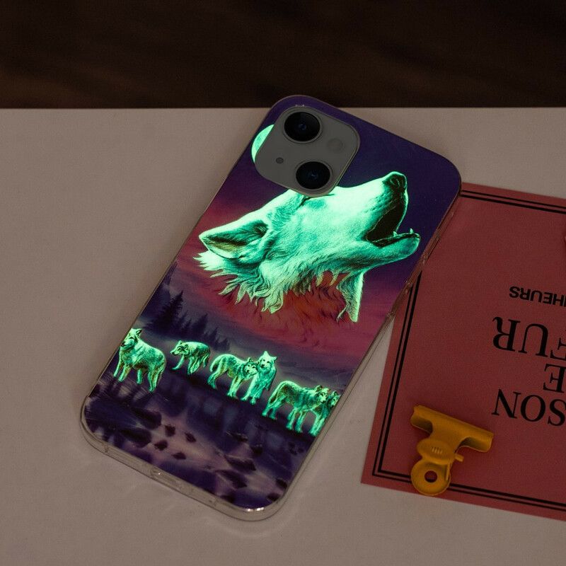 Deksel Til iPhone 13 Fluorescerende Wolf Series