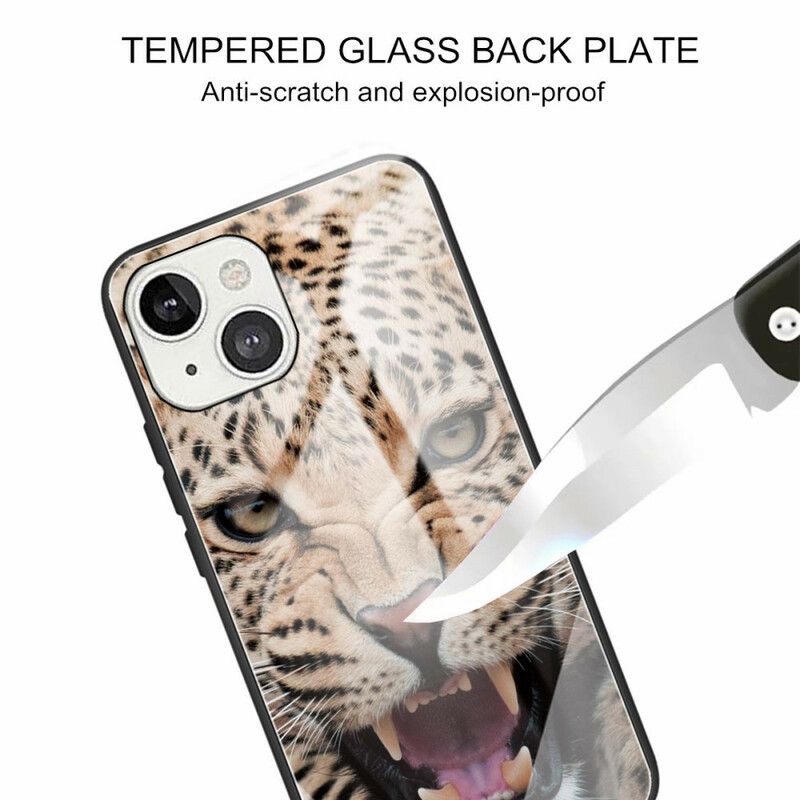 Deksel Til iPhone 13 Leopard Herdet Glass