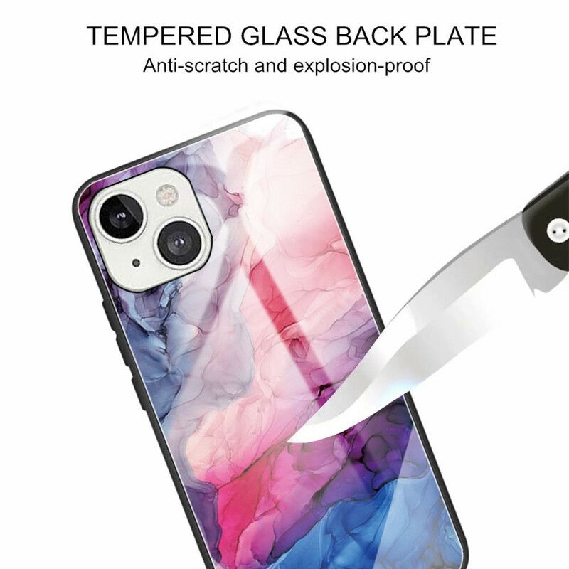 Deksel Til iPhone 13 Marmor Herdet Glass