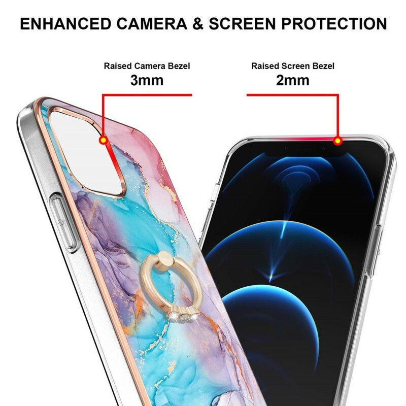 Deksel Til iPhone 13 Marmor Med Ringstøtte