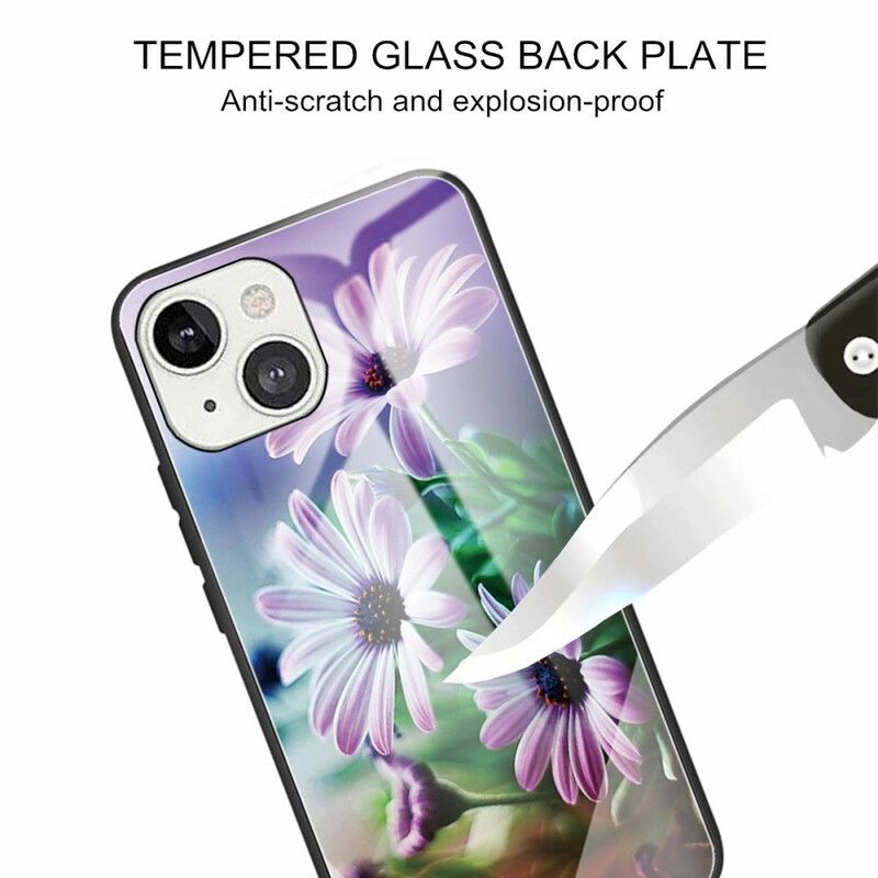 Deksel Til iPhone 13 Realistiske Blomster Herdet Glass