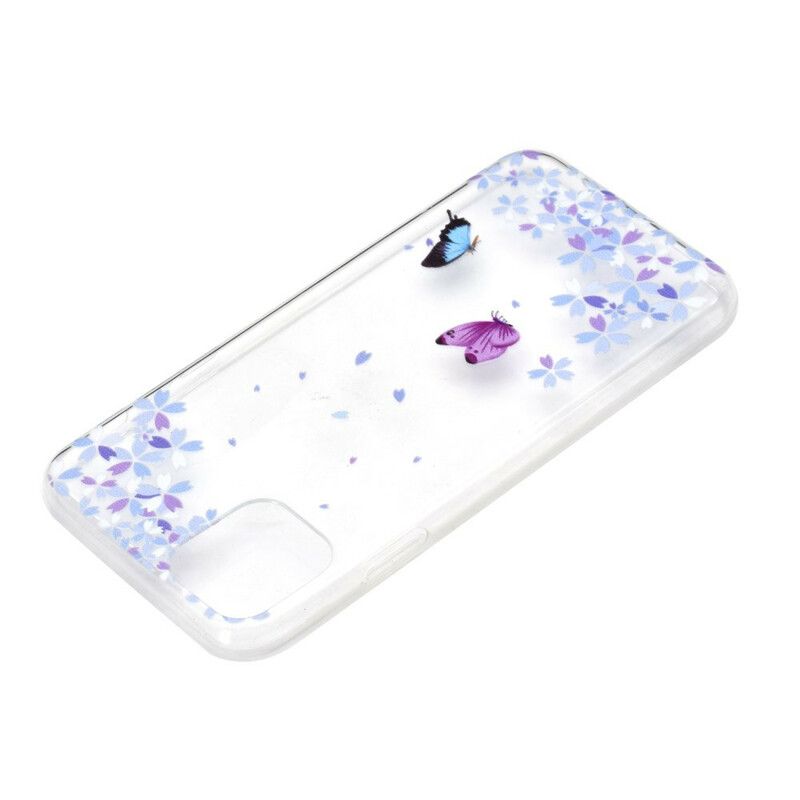 Deksel Til iPhone 13 Transparente Sommerfugler Og Blomster