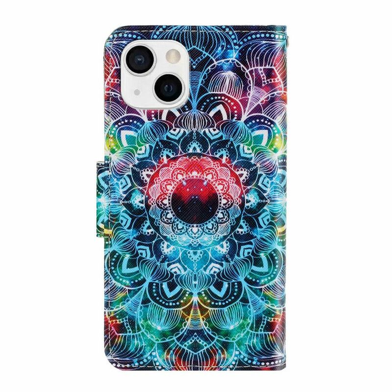 Folio Deksel Til iPhone 13 Med Kjede Flashy Strappy Mandala