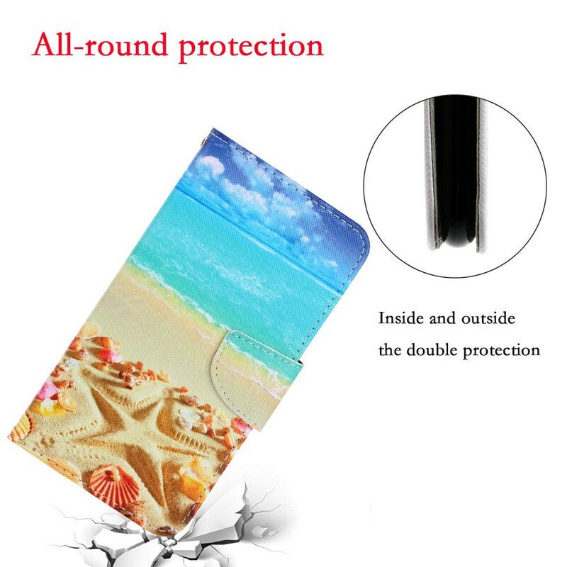 Folio Deksel Til iPhone 13 Med Kjede Thong Beach