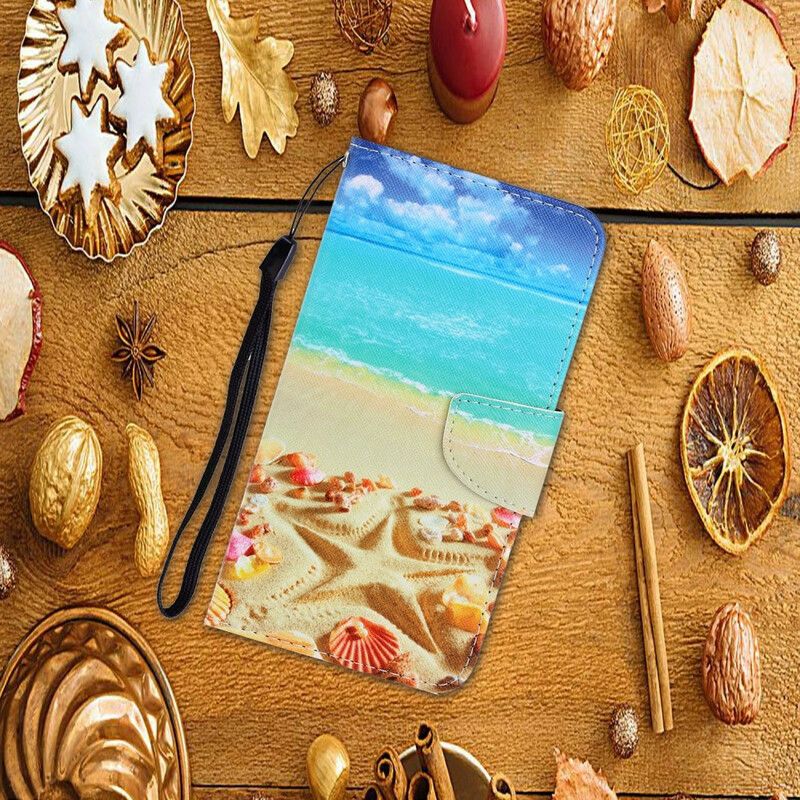 Folio Deksel Til iPhone 13 Med Kjede Thong Beach