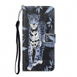 Folio Deksel Til iPhone 13 Med Kjede Thong Leopard