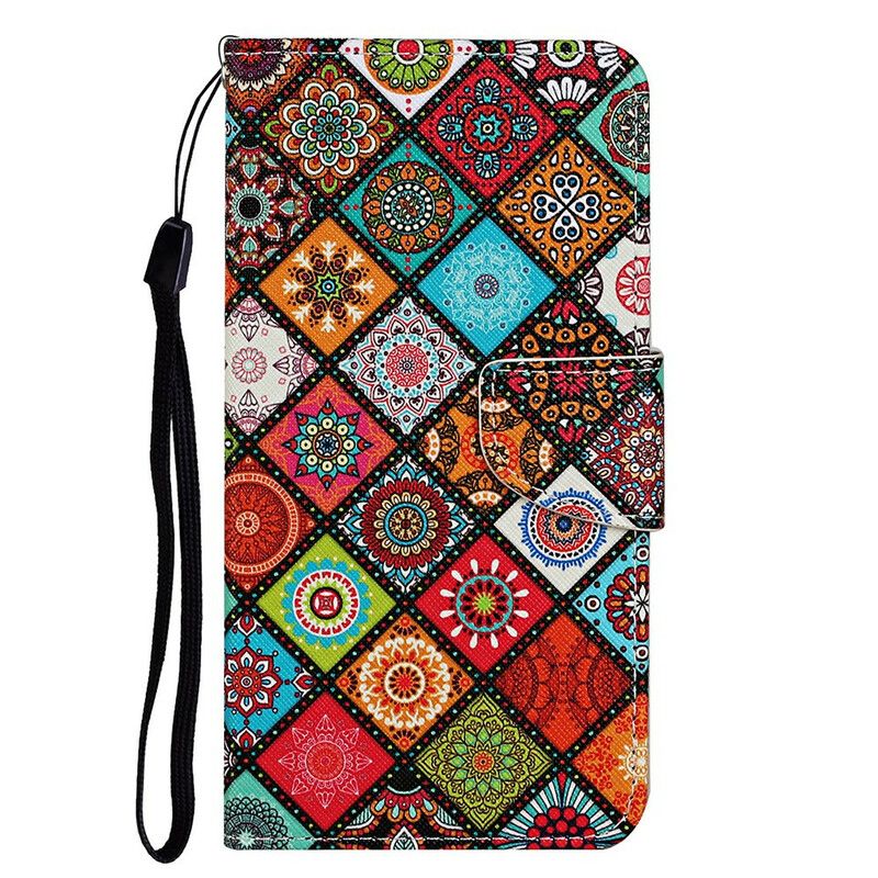 Folio Deksel Til iPhone 13 Patchwork Mandalaer Med Snor