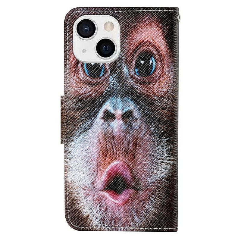 Lærdeksel Til iPhone 13 Med Kjede Thong Monkey