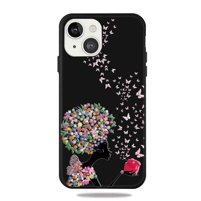 Mobildeksel Til iPhone 13 Kvinne Med Blomsterhode