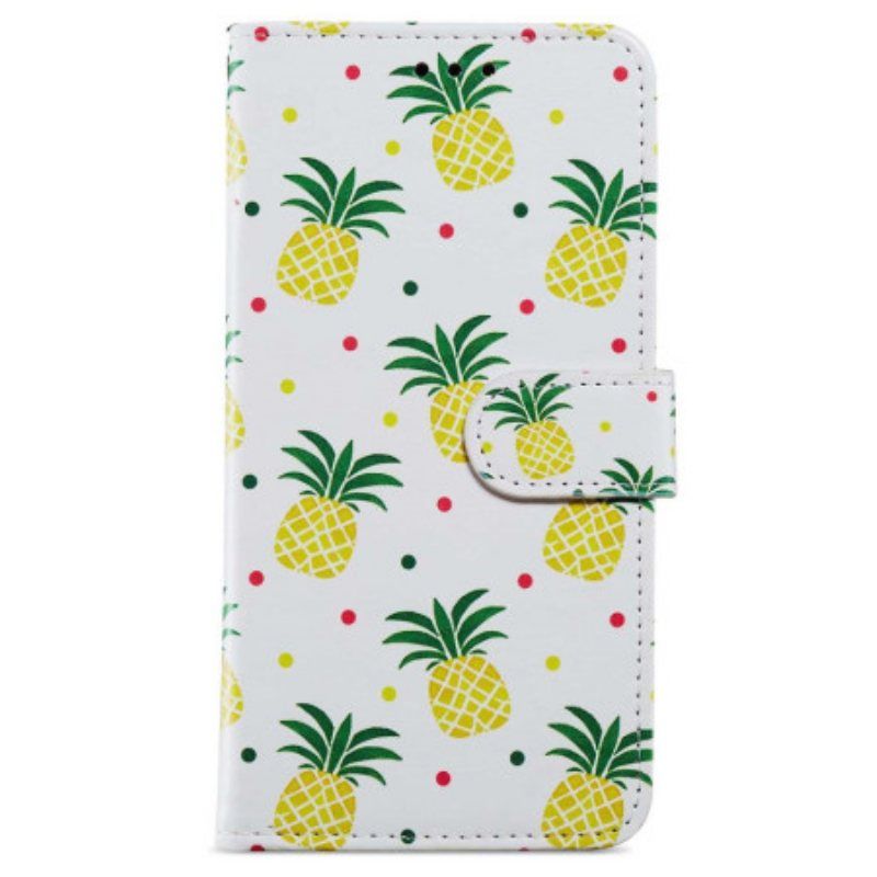 Folio Deksel Til iPhone 15 Plus Med Kjede Ananas Med Stropp