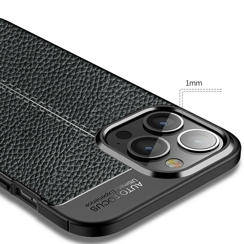 Deksel Til iPhone 13 Pro Max Dobbellinje Litchi-skinneffekt