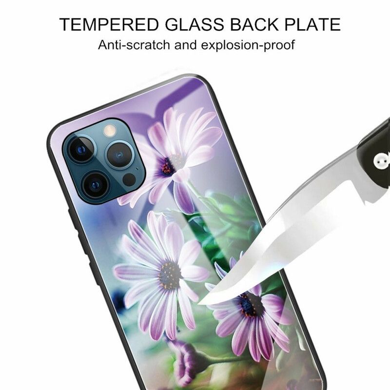 Deksel Til iPhone 13 Pro Max Realistiske Blomster Herdet Glass