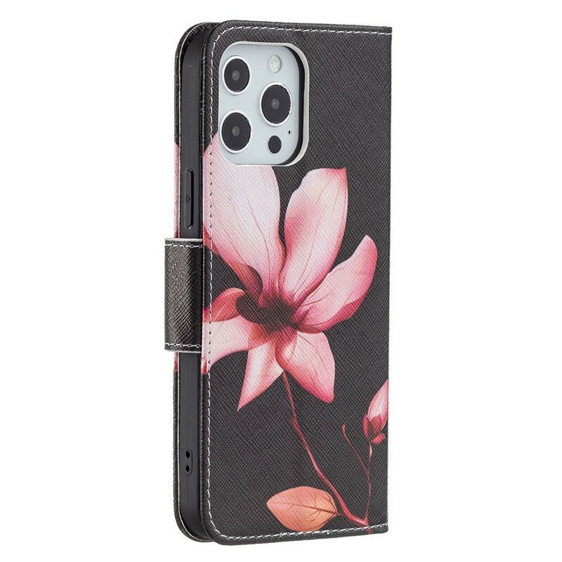 Folio Deksel Til iPhone 13 Pro Max Rosa Blomst