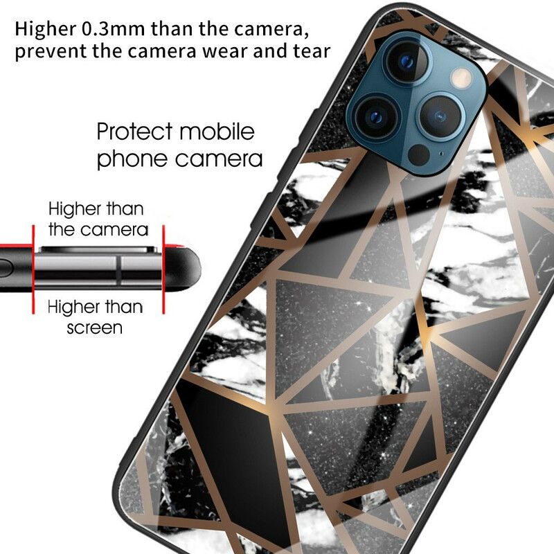 Mobildeksel Til iPhone 13 Pro Max Geometri Marmor Herdet Glass