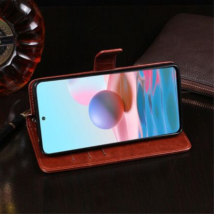 Folio Deksel Til Xiaomi Redmi Note 10 / 10S Imitert Skinn Idewei