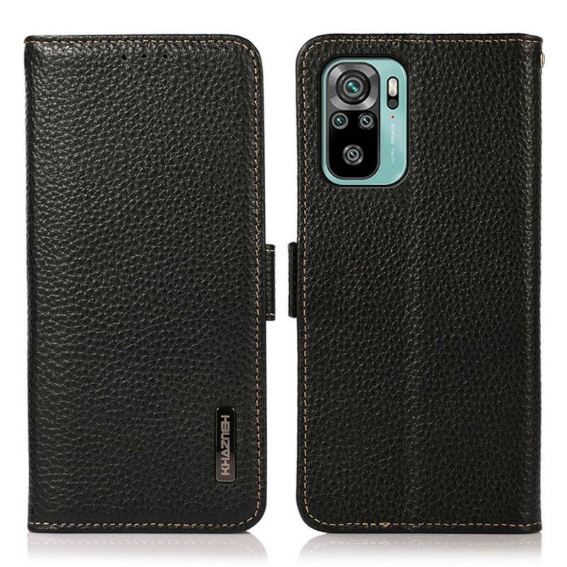 Folio Deksel Til Xiaomi Redmi Note 10 / 10S Litchi Leather Khazneh Rfid