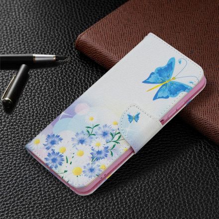 Folio Deksel Til Xiaomi Redmi Note 10 / 10S Malede Sommerfugler Og Blomster