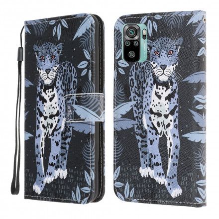 Folio Deksel Til Xiaomi Redmi Note 10 / 10S Med Kjede Thong Leopard