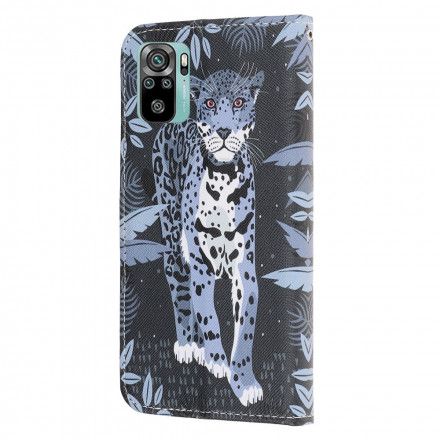 Folio Deksel Til Xiaomi Redmi Note 10 / 10S Med Kjede Thong Leopard