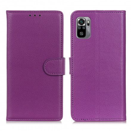 Folio Deksel Til Xiaomi Redmi Note 10 / 10S Premium Litchi Leather Effect