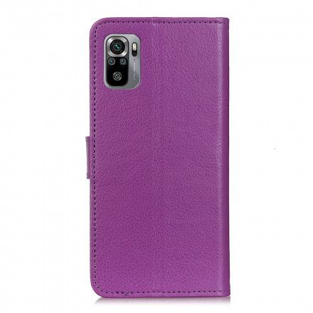 Folio Deksel Til Xiaomi Redmi Note 10 / 10S Premium Litchi Leather Effect