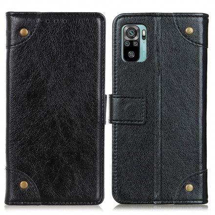 Folio Deksel Til Xiaomi Redmi Note 10 / 10S Vintage Nagler Nappa Skinnstil