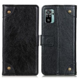 Folio Deksel Til Xiaomi Redmi Note 10 / 10S Vintage Nagler Nappa Skinnstil