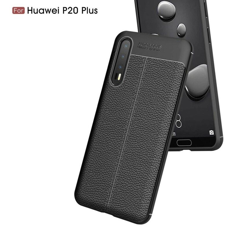 Deksel Til Huawei P20 Pro Dobbel Linje Litchi Skinneffekt