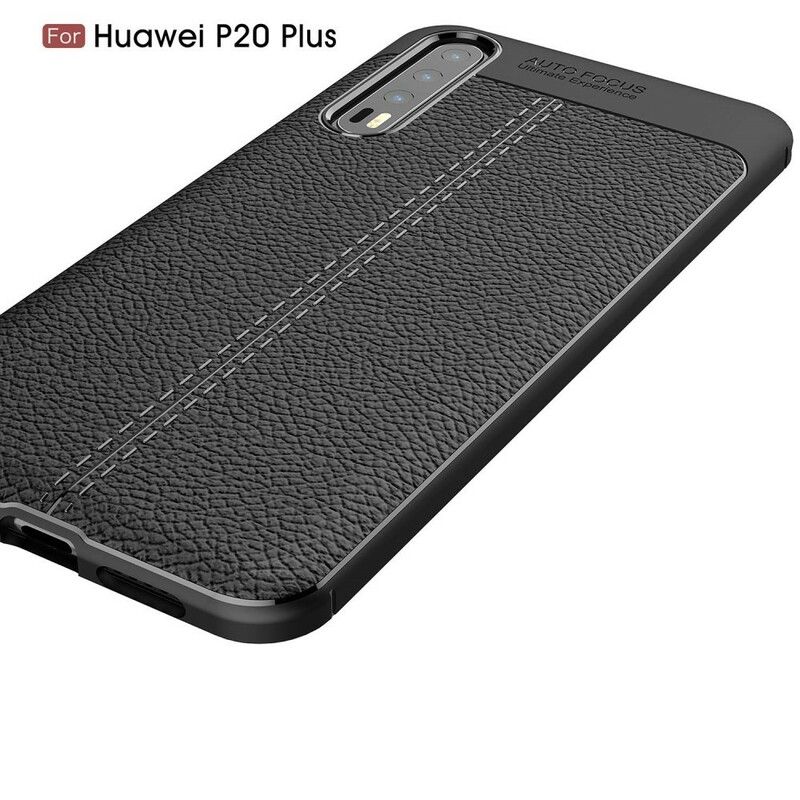 Deksel Til Huawei P20 Pro Dobbel Linje Litchi Skinneffekt