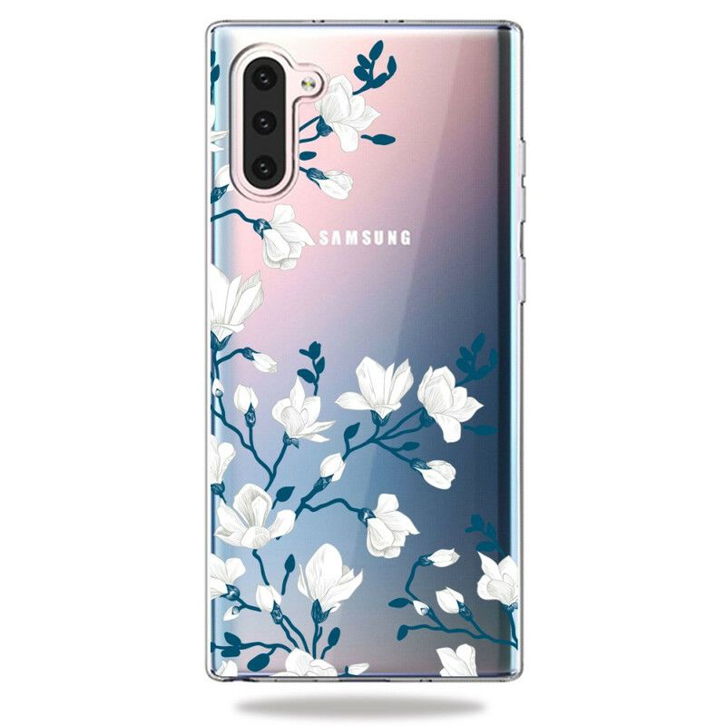 Deksel Til Samsung Galaxy Note 10 Hvite Blomster