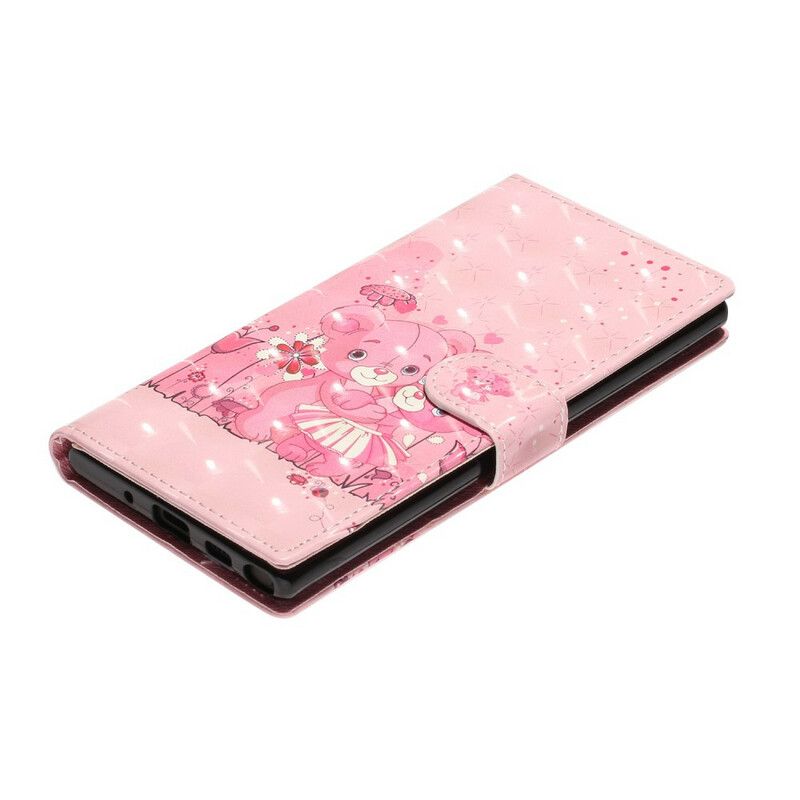 Folio Deksel Til Samsung Galaxy Note 10 Med Kjede Light Spots Strap Bamser