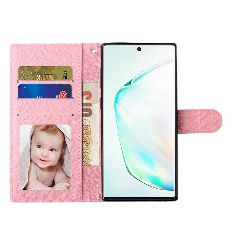 Folio Deksel Til Samsung Galaxy Note 10 Med Kjede Light Spots Strap Bamser