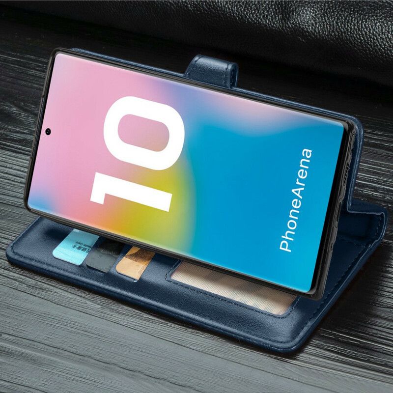 Folio Deksel Til Samsung Galaxy Note 10 Med Kjede Slankt Kunstskinn Med Stropp