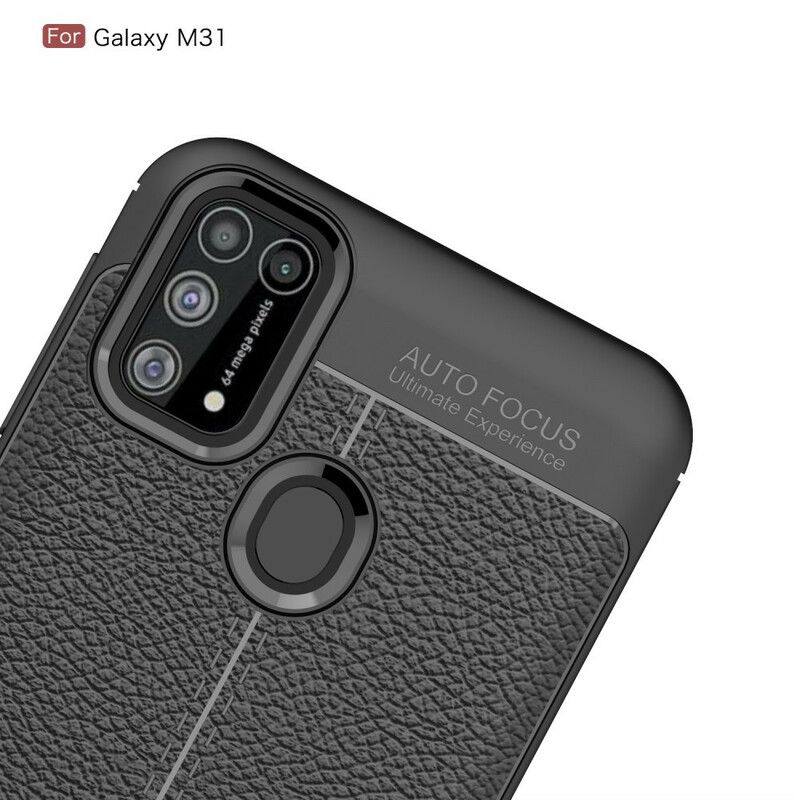 Deksel Til Samsung Galaxy M31 Dobbellinje Litchi-skinneffekt