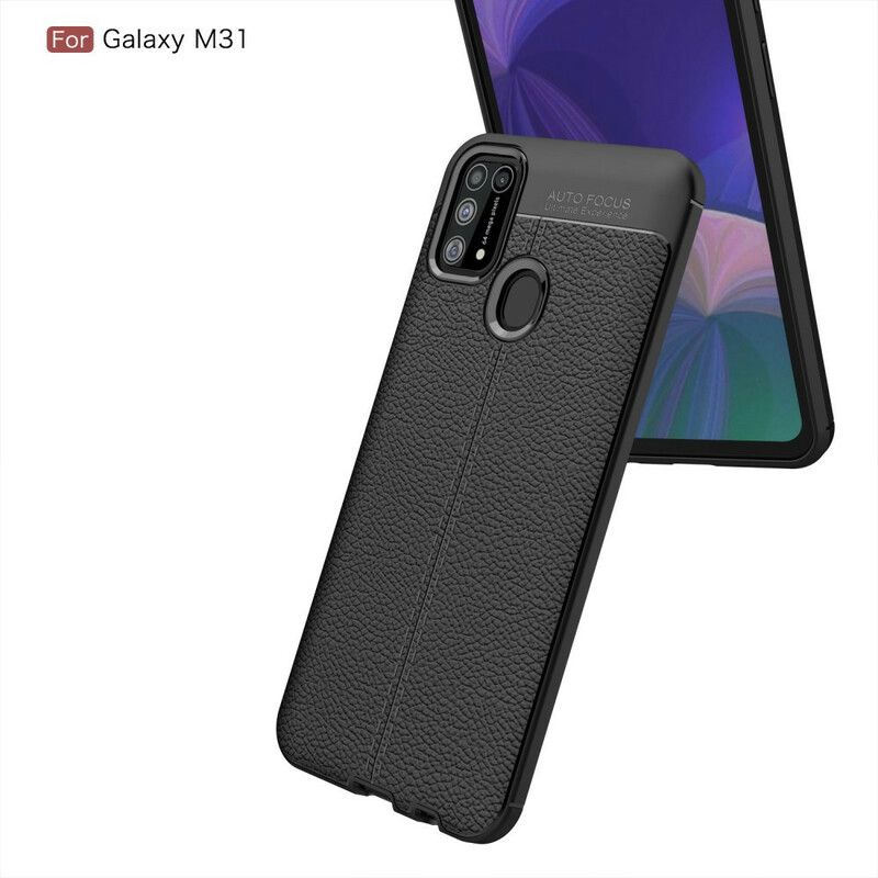 Deksel Til Samsung Galaxy M31 Dobbellinje Litchi-skinneffekt