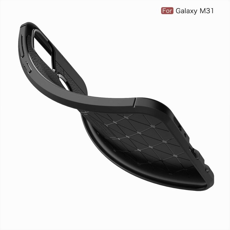 Deksel Til Samsung Galaxy M31 Dobbellinje Litchi-skinneffekt