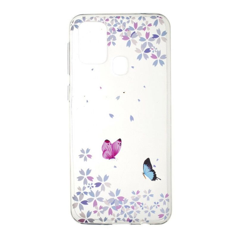 Deksel Til Samsung Galaxy M31 Transparente Sommerfugler Og Blomster