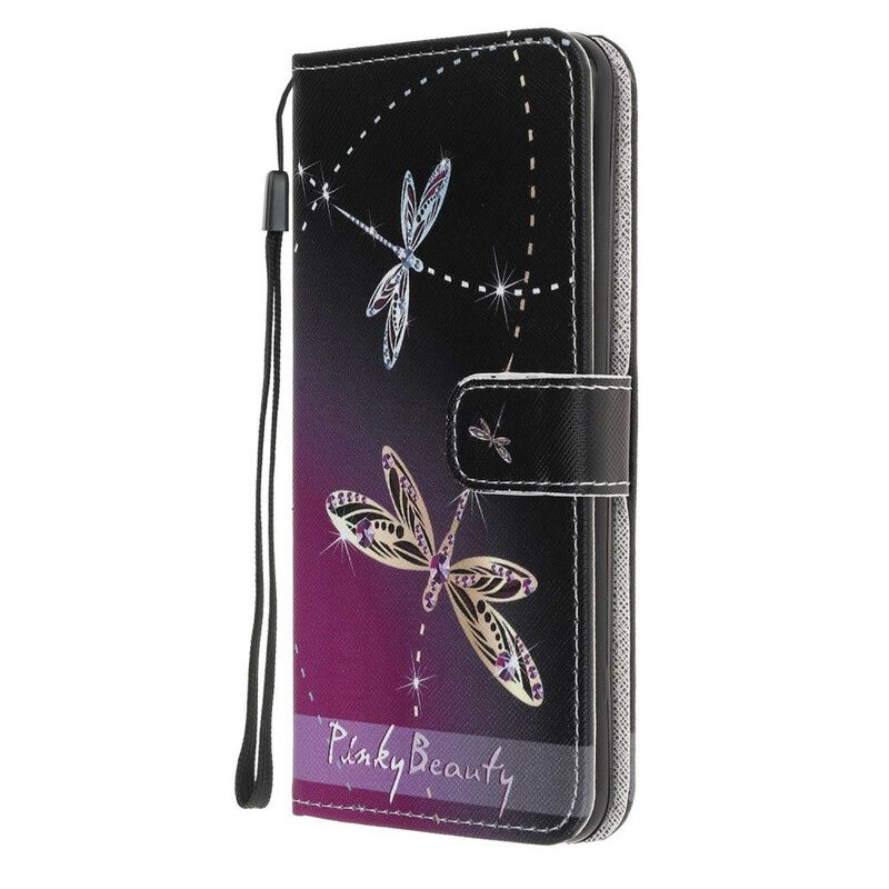 Folio Deksel Til Samsung Galaxy M31 Med Kjede Thong Dragonflies