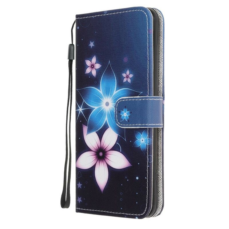 Lærdeksel Til Samsung Galaxy M31 Med Kjede Lunar Strap Blomster