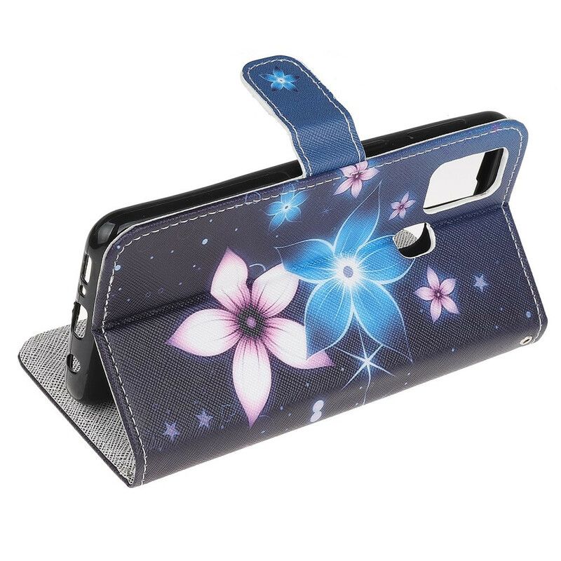 Lærdeksel Til Samsung Galaxy M31 Med Kjede Lunar Strap Blomster