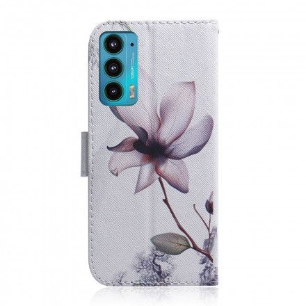 Folio Deksel Til Motorola Edge 20 Gammel Roseblomst