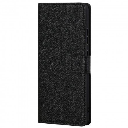 Folio Deksel Til Motorola Edge 20 Litchi Grain Leather Effect