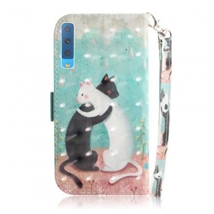 Folio Deksel Til Samsung Galaxy A7 Med Kjede Thong Cat Friends