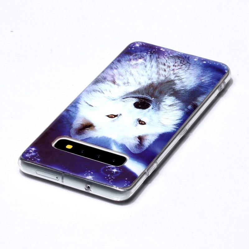 Deksel Til Samsung Galaxy S10 Fluorescerende Hvit Ulv