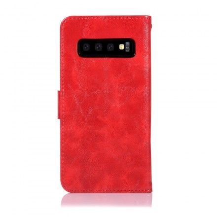 Lærdeksel Til Samsung Galaxy S10 Med Kjede Vintage Kunstskinnrem