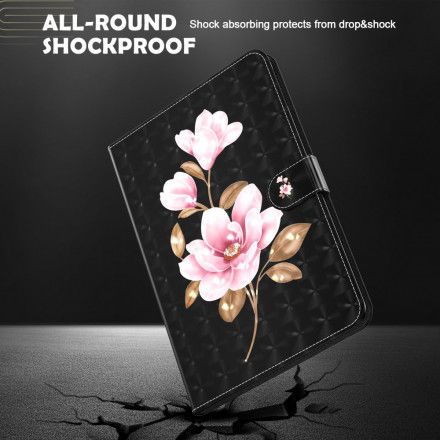 Folio Deksel Til Samsung Galaxy Tab A7 Lysflekk Rosa Blomster