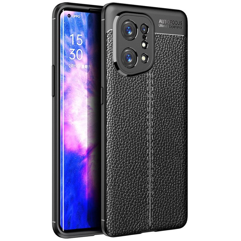 Deksel Til Oppo Find X5 Dobbel Linje Litchi Leather Effect