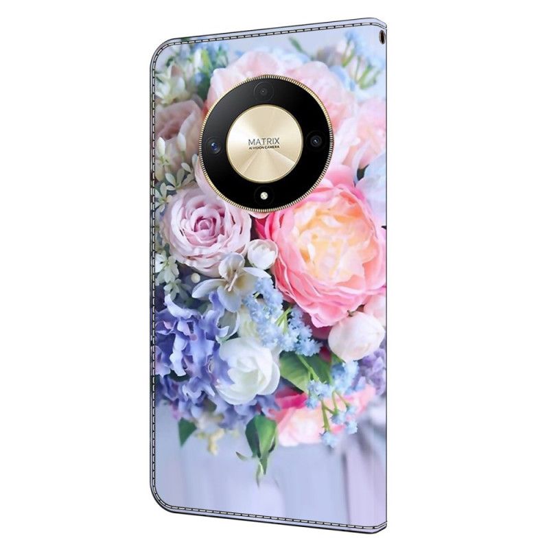 Folio Deksel Honor X9b / Magic 6 Lite Fargerike Blomster Beskyttelse Deksel